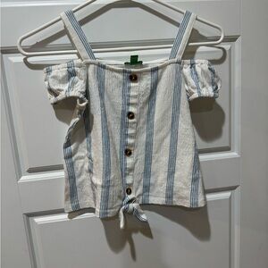 Dip Blue and White Striped Top